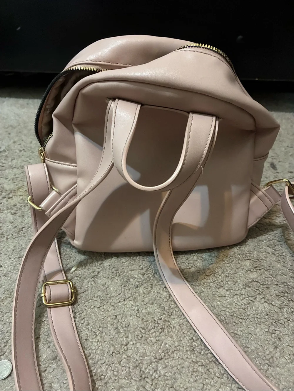 Quilted Floral Bow Accent Mini Backpack - Blush Pink